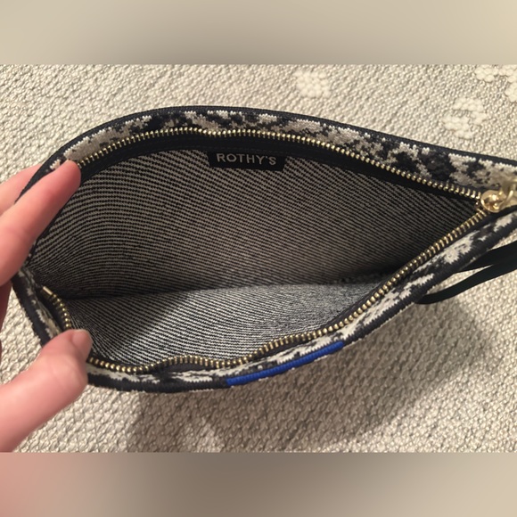 Rothy’s Snakeskin Pattern Clutch with Black Strap - Picture 3 of 3